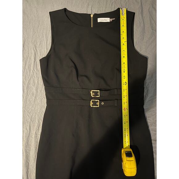 Calvin Klein Black Belted Sheath Dress with Gold Zipper – Size 8 - Picture 4 of 5